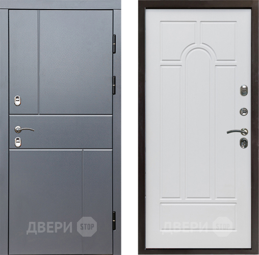 Входная металлическая Дверь Престиж TERMO с терморазрывом Горизонт Грэй Арка Белое дерево в Волоколамске
