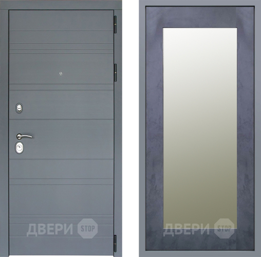 Дверь Заводские двери Лира Софт графит Зеркало Модерн Бетон темный в Волоколамске