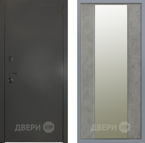 Дверь Заводские двери Эталон 3к антик серебро Зеркало Макси Бетон темный в Волоколамске