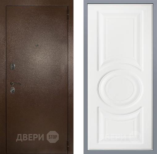 Дверь Заводские двери Эталон 3к антик медь Неаполь Лофт белый в Волоколамске