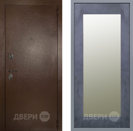 Дверь Заводские двери Эталон 3к антик медь Зеркало Модерн Бетон темный в Волоколамске