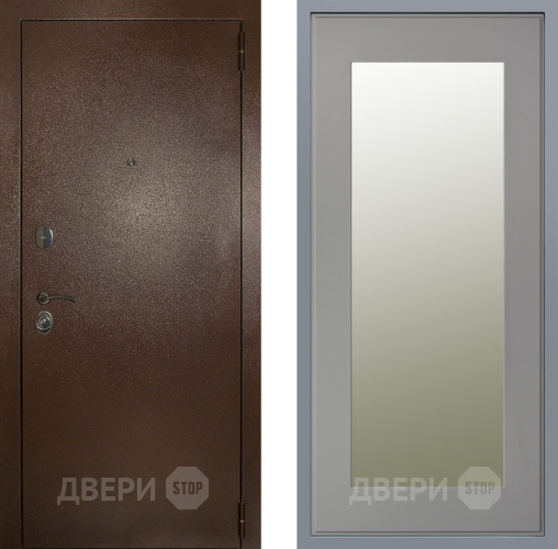 Дверь Заводские двери Эталон 3к антик медь Зеркало Модерн Грей софт в Волоколамске