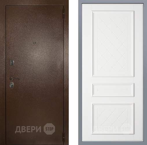 Дверь Заводские двери Эталон 3к антик медь Урбино Белый софт в Волоколамске