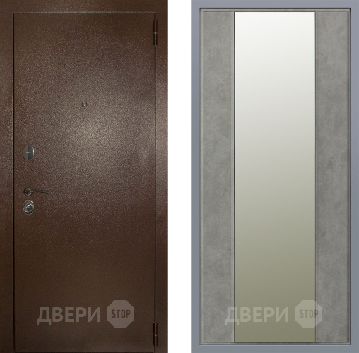 Дверь Заводские двери Эталон 3к антик медь Зеркало Макси Бетон темный в Волоколамске