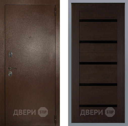 Дверь Заводские двери Эталон 3к антик медь СБ-1 орех тисненый в Волоколамске