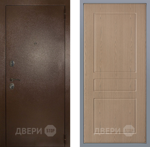 Дверь Заводские двери Эталон 3к антик медь К-2 Беленый дуб в Волоколамске