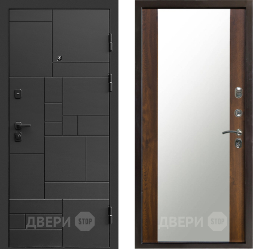Входная металлическая Дверь Престиж Kvadro Зеркало Дуб в Волоколамске