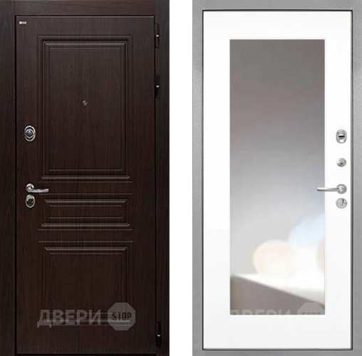 Дверь Интекрон (INTECRON) Брайтон Тиковое Дерево ФЛЗ-120-М Зеркало Белый матовый в Волоколамске