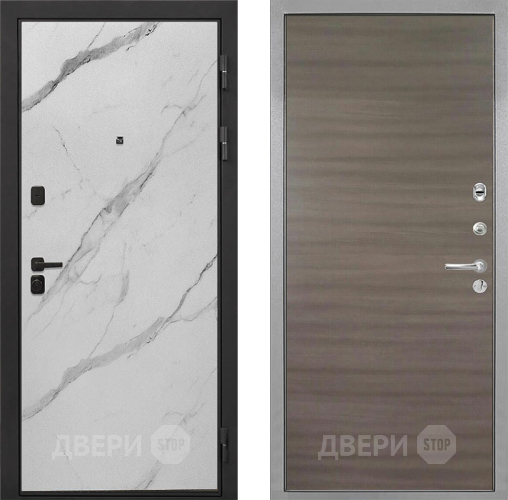 Входная металлическая Дверь Интекрон (INTECRON) Профит Black Мрамор Арктик Гладкая Дуб тоскано поперечный в Волоколамске