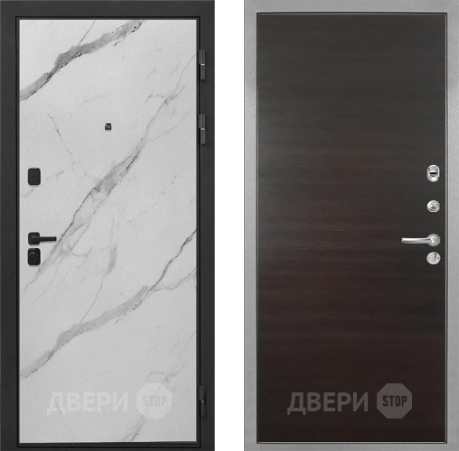 Входная металлическая Дверь Интекрон (INTECRON) Профит Black Мрамор Арктик Гладкая Эковенге поперечный в Волоколамске