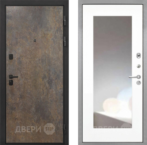 Дверь Интекрон (INTECRON) Профит Black Гранж ФЛЗ-120-М Зеркало Белый матовый в Волоколамске