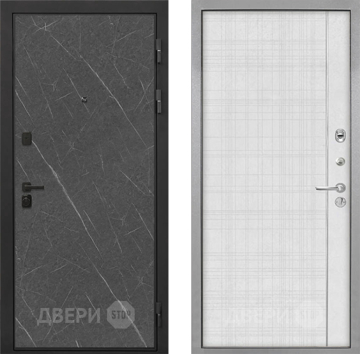 Входная металлическая Дверь Интекрон (INTECRON) Профит Black Гранит Лава Оникс В-07 с молдингом Лофт белый в Волоколамске