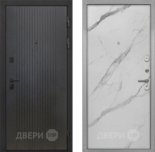 Входная металлическая Дверь Интекрон (INTECRON) Профит Black ФЛ-295 Гладкая Мрамор натуральный арктик в Волоколамске