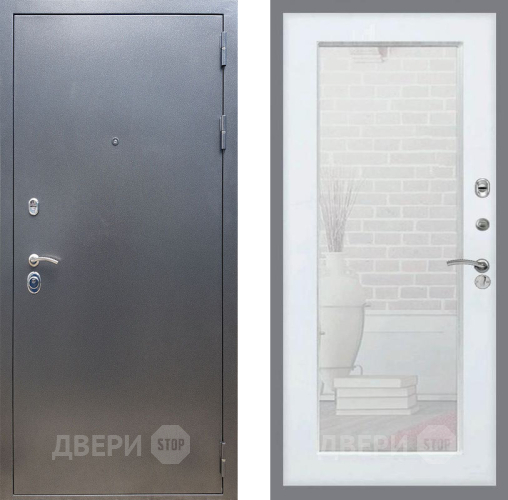 Входная металлическая Дверь Рекс (REX) 11 Зеркало Пастораль Силк Сноу в Волоколамске