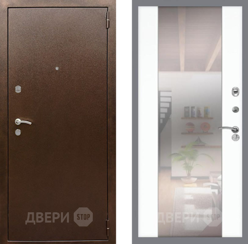 Входная металлическая Дверь Рекс (REX) 1А Медный Антик СБ-16 Зеркало Силк Сноу в Волоколамске