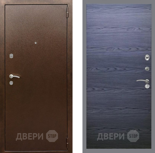 Входная металлическая Дверь Рекс (REX) 1А Медный Антик GL Дуб тангенальный черный в Волоколамске