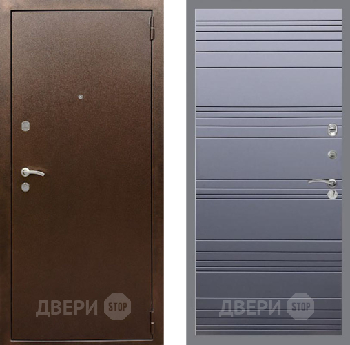 Входная металлическая Дверь Рекс (REX) 1А Медный Антик Line Силк титан в Волоколамске