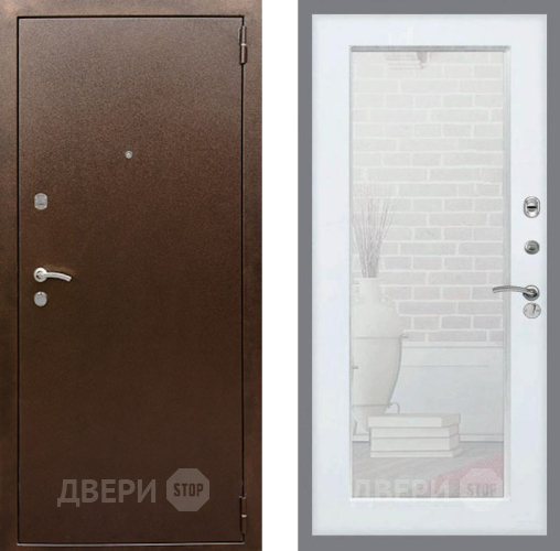 Дверь Рекс (REX) 1А Медный Антик Зеркало Пастораль Белый ясень в Волоколамске