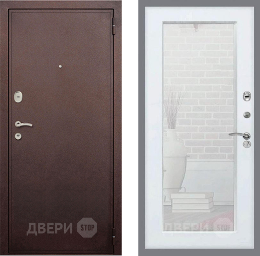 Входная металлическая Дверь Рекс (REX) 2 Медный Антик Зеркало Пастораль Белый ясень в Волоколамске