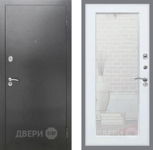 Входная металлическая Дверь Рекс (REX) 2А Серебро Антик Зеркало Пастораль Силк Сноу в Волоколамске