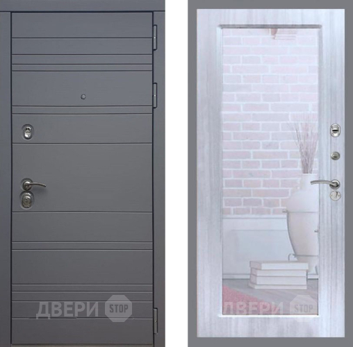 Входная металлическая Дверь Рекс (REX) 14 силк титан Зеркало Пастораль Сандал белый в Волоколамске