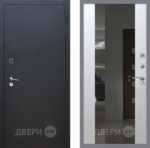 Входная металлическая Дверь Рекс (REX) 1A Черный Муар СБ-16 с Зеркалом Лиственница беж в Волоколамске