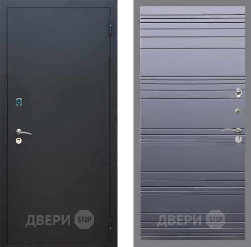 Входная металлическая Дверь Рекс (REX) 1A Черный Муар Line Силк титан в Волоколамске