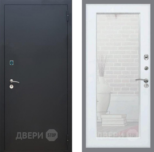 Входная металлическая Дверь Рекс (REX) 1A Черный Муар Зеркало Пастораль Белый ясень в Волоколамске