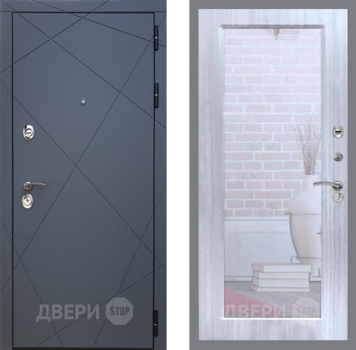 Входная металлическая Дверь Рекс (REX) 13 Силк Титан Зеркало Пастораль Сандал белый в Волоколамске