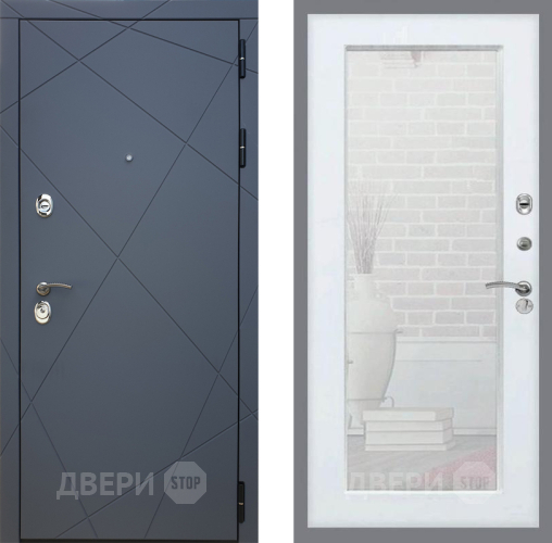 Входная металлическая Дверь Рекс (REX) 13 Силк Титан Зеркало Пастораль Силк Сноу в Волоколамске