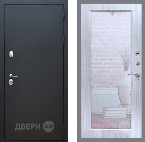 Входная металлическая Дверь Рекс (REX) 5 Черный Муар Зеркало Пастораль Сандал белый в Волоколамске