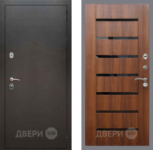 Входная металлическая Дверь Рекс (REX) 5 Серебро Антик СБ-14 стекло черное Орех бренди в Волоколамске