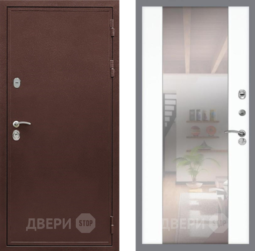 Дверь Рекс (REX) 5 металл 3 мм СБ-16 Зеркало Силк Сноу в Волоколамске