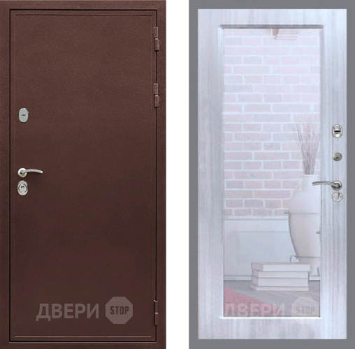 Входная металлическая Дверь Рекс (REX) 5 металл 3 мм Зеркало Пастораль Сандал белый в Волоколамске