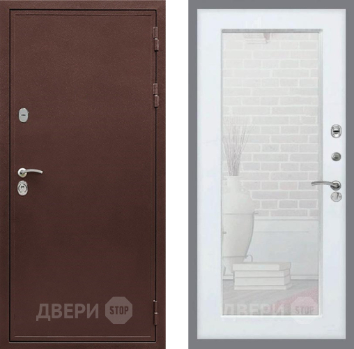 Дверь Рекс (REX) 5 металл 3 мм Зеркало Пастораль Силк Сноу в Волоколамске